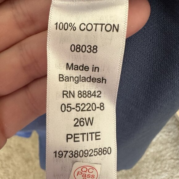 Woman Within Blue Corduroy Dress 26W Petite Long Sleeve Button Shirt Dress Fall - Picture 7 of 8